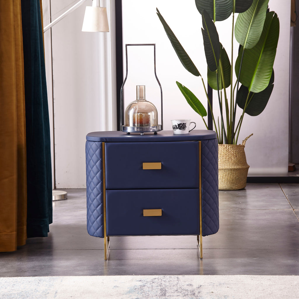 Set Of 2 Leather Upholstered Wooden Nightstand / Lixra