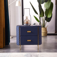 Set Of 2 Leather Upholstered Wooden Nightstand / Lixra