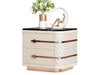 Set Of 2 Marble-Top Leather Nightstands / Lixra