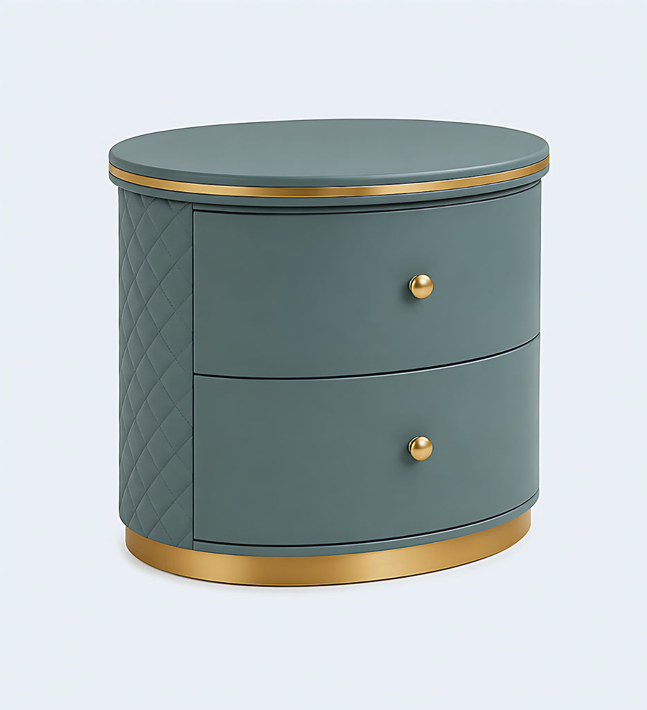 Set Of 2 Nightstand With Drawers And Metal Base / Lixra