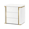 Set Of 2 White And Gold Triple Drawer Nightstand / Lixra