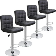 Set of 4 Height Adjustable Swivel Leather High-Raised Stool / Lixra