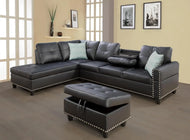 Nail-Trim Design Leather Sectional Sofa / Lixra