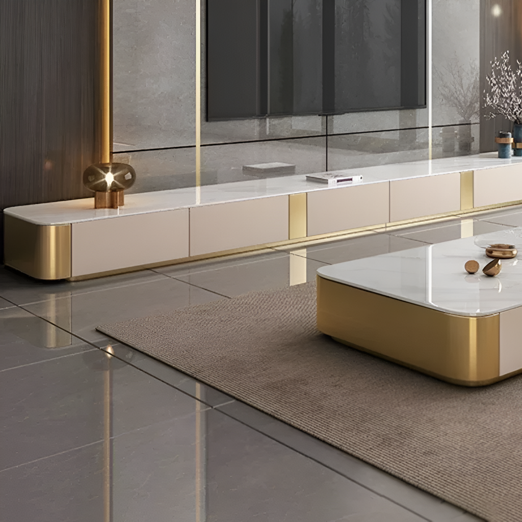 Modern Luxurious Design Wooden Marble-Top TV Stand & Coffee Table / Lixra