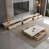 Modern Luxurious Design Wooden Marble-Top TV Stand & Coffee Table / Lixra