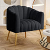 Pumpkin Style Line Design Velvet Fabric Accent Chair / Lixra