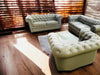 Button Tufted Genuine Leather Upholstered Sofa Set
