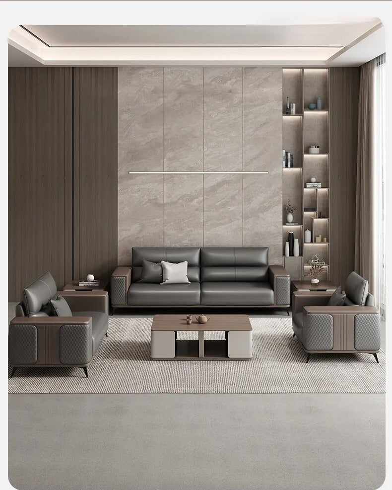 3-Piece Indoor Leather Upholstery Sofa Set Elegance - Lixra.com