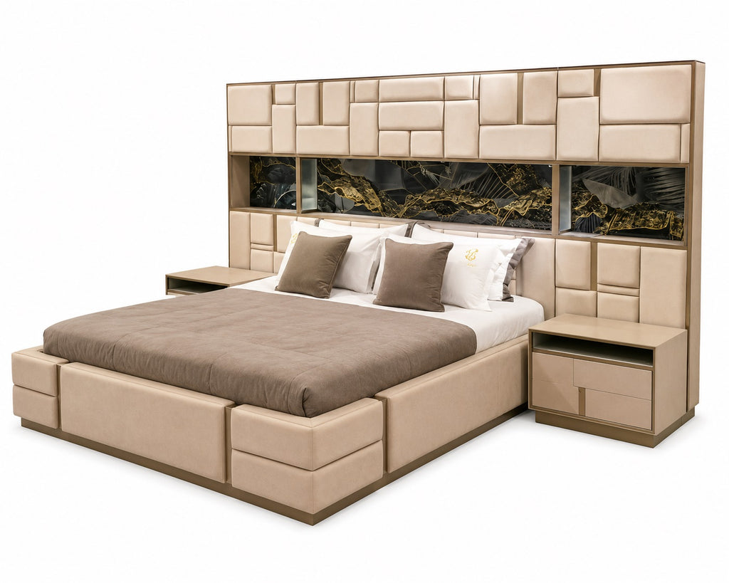 Splendid Design Rectangular Leather Bed / Lixra