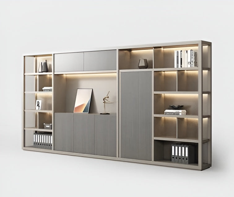Luxuries Gray Wooden Bookshelves with LED / Lixra