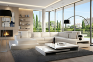 Sumptuous Resplendent Leather Sectional Sofa with LED