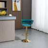 Set Of 3 Velvet Fabric Metal Base Bar Stools / Lixra