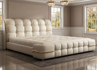 Tufted Designer Leather Bed with Metal Accents / Lixra