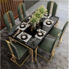 Metallic Finish Marble-Top Dining Table Set / Lixra