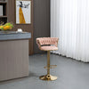 Set Of 3 Velvet Fabric Metal Base Bar Stools / Lixra