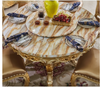 Antique European Round Marble Dining Table Set  / Lixra