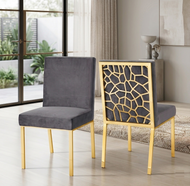 Set Of 4 Velvet Fabric Upholstered Dining Chairs / Lixra