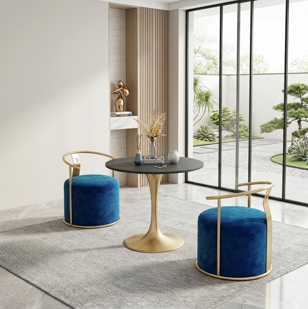 Velvet Fabric Upholstered Modern Chairs Set Of 2 / Lixra