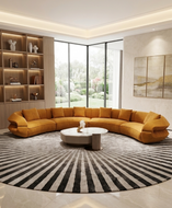 Velvet Fabric Upholstered Round Sofa / Lixra
