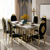 Metallic Polished Marble Dining Table Set / Lixra