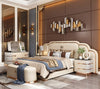 Luxurious Modern Leather Bed With Gold Accents / Lixra