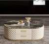 Leather Finish Marble Top Coffee Table / Lixra
