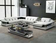 U-Shape Leather Sectional Sofa with LED Lights / Lixra