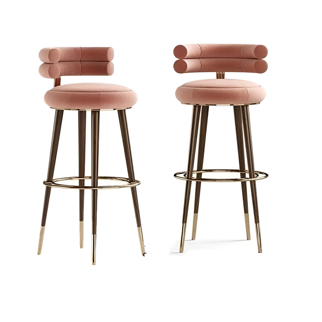 Set Of 3 Exclusive Quality Velvet Finish Bar Stools / Lixra
