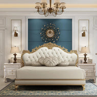 Wooden Crafted European Style Leather Bed / Lixra