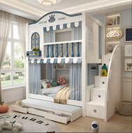 Wooden Trundle Bunk Bed For Kid's / Lixra