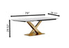 Golden X-Base Marble-Top Extendable Rectangular Dining Set / Lixra