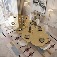 Metallic Golden Dining Table with Wood Design / Lixra
