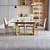 Marble Elegance Extendable Dining Table Set with Clad Chairs