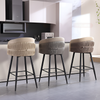 Set of 3 Leather Upholstered High Raised Bar Stools / Lixra
