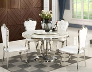Round Marble-Top Dining Table Set / Lixra