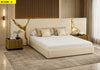 Modern Designer Fabric Bed with Gold Accents / Lixra