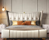 Contemporary Spacious Gold Plated Leather Bed / Lixra