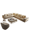 Modern L-Shaped Marble Detailed Leather Upholstery  Sofa / Lixra