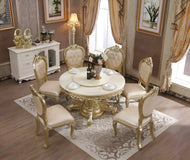 European Brusten Rounded Marble Dining Table Set / Lixra