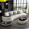 Solid Wooden Leather Curved Sofa Set / Lixra