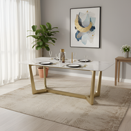 Metal Framed Marble Dining Table / Lixra