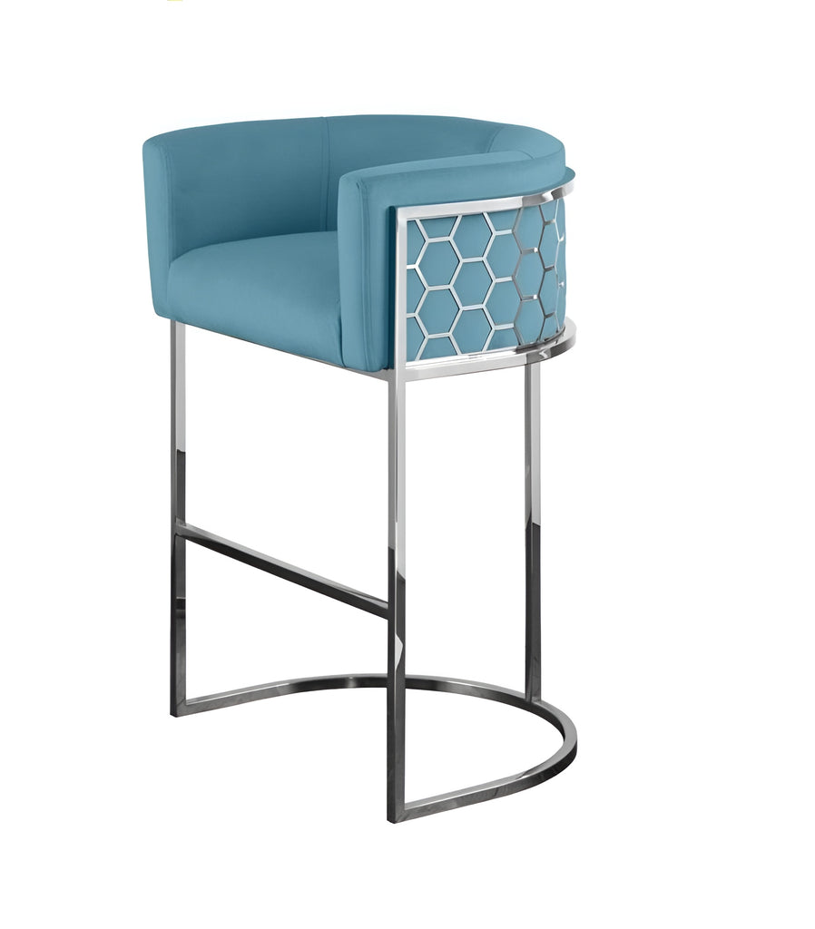 Set Of 4 Contemporary Metal Frame Velvet Bar Stool / Lixra
