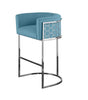 Set Of 4 Contemporary Metal Frame Velvet Bar Stool / Lixra