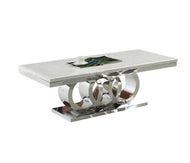 Chrome Finish Marble Tabletop Coffee Table / Lixra