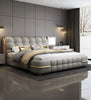 Tufted Designer Leather Bed with Metal Accents / Lixra