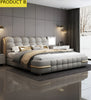 Tufted Designer Leather Bed with Metal Accents / Lixra
