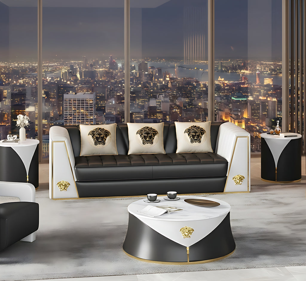 Leather Upholstered Sofa Set for Living Room / Lixra