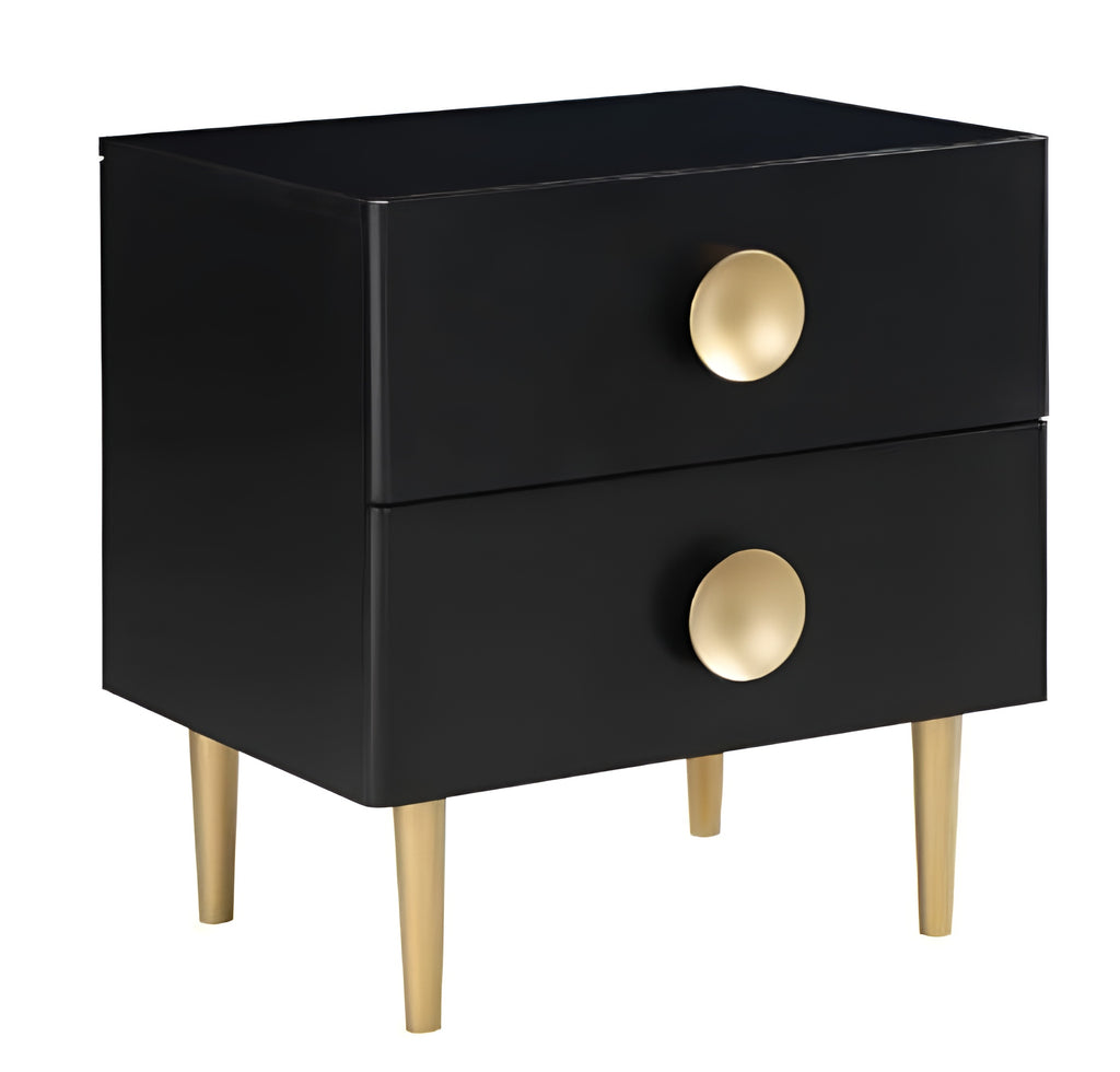 Set of 2 Golden Finish Modern Wooden Nightstand / Lixra
