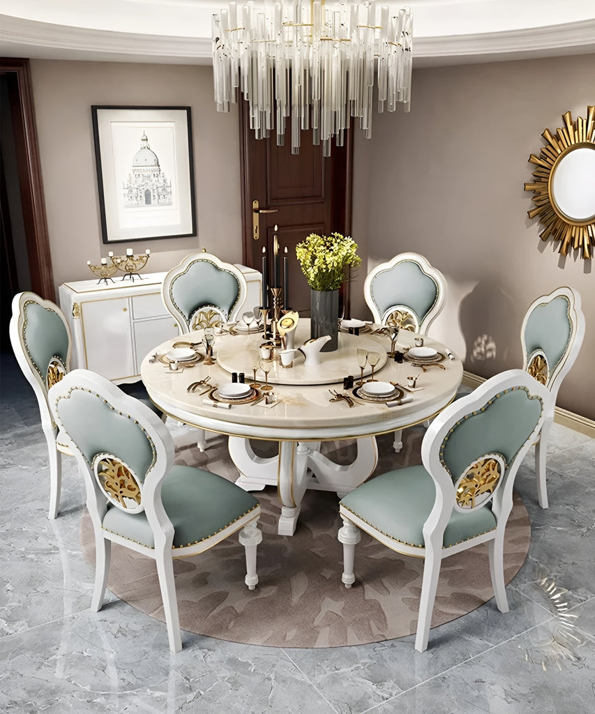 Modern Marble Round Dining Table Set / Lixra