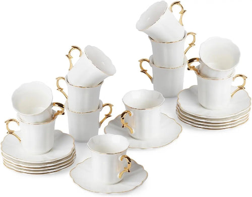 Set Of 12 Porcelain Cups With Saucer / Lixra